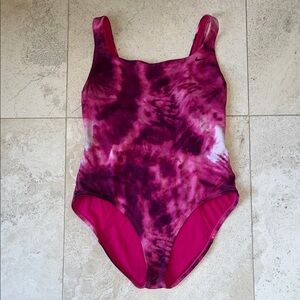 Nike Pink and Purple Tie-Dye U-Back One Piece Swimsuit Sz Large
